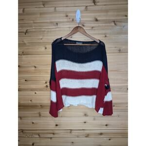 Wooden Ships Sweater Womens Medium/Large Red Americana Lightweight